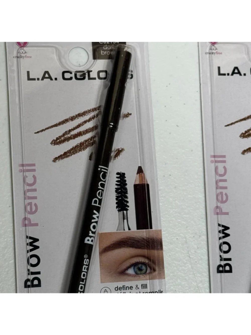 LA Colors Brow Pencil Duo Dark Brown With Spoolie Eyebrow Pencil 2 Pack New